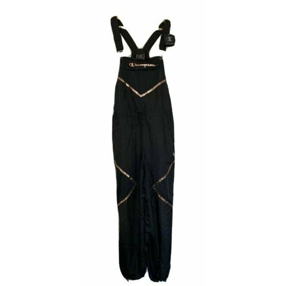 Champion Womens Overall Bib Athletic Jumpsuit Jumper Black Rose Gold Medium New - Picture 6 of 11